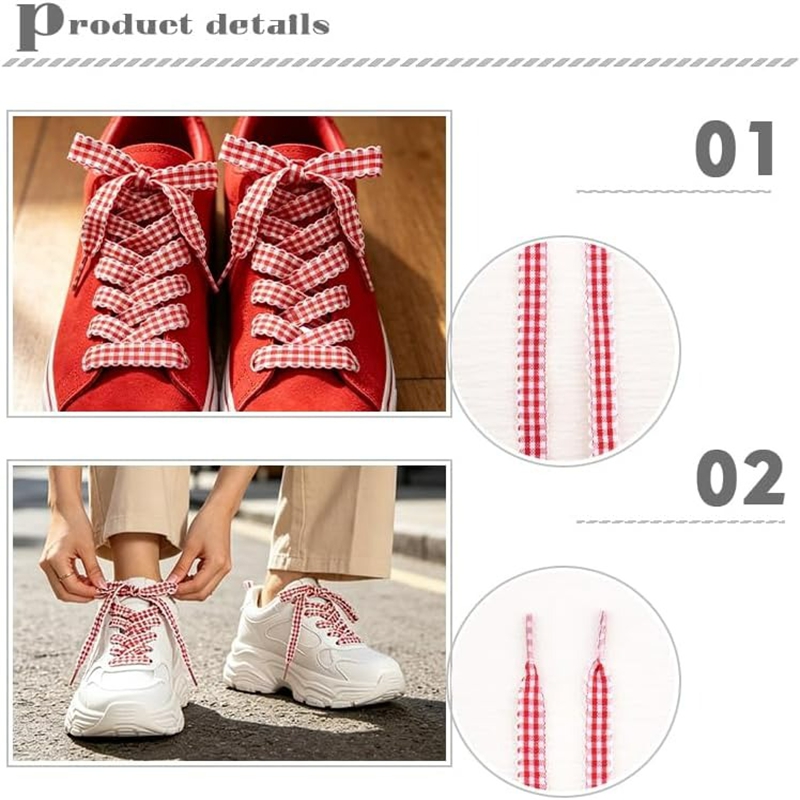 1 Pair Checkered Flat Shoelace - Lace Replacement Flat ulasan dan harga